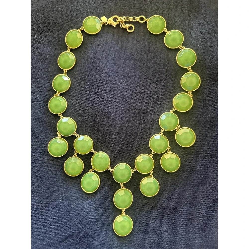 Banana‎ Republic Statement Necklace Faceted Stones Gold Tone Adjustable Chain 21